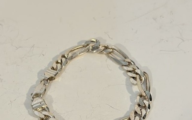 Men'sVintage 28gram Heavy 925 Sterling Silver Figaro Chain Bracelet sz 9"