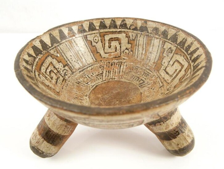 Mixtec 500-900AD Polychrome Painted Rattle Bowl