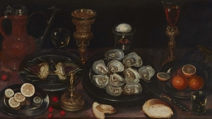 Netherlandish School, early 17th century, Still Life with Oysters and Fruit