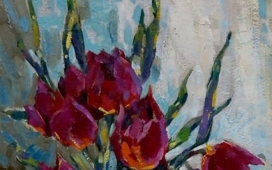 Oil painting Tulips Bakaev Sergey Ivanovich