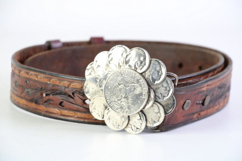 Original J.E.Gameson American Leather Belt with 15c Coin Buckle