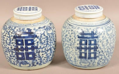 Pair 19th Century Canton Oriental Porcelain Ginger