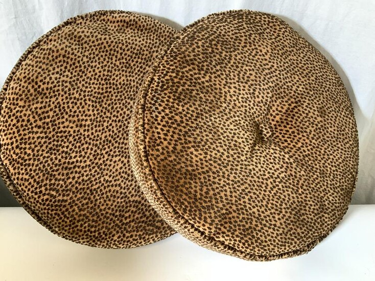 Pair Animal Print Plush Round Cushions
