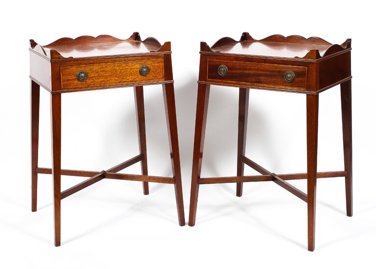 Pair of 20th century mahogany galleried side tables