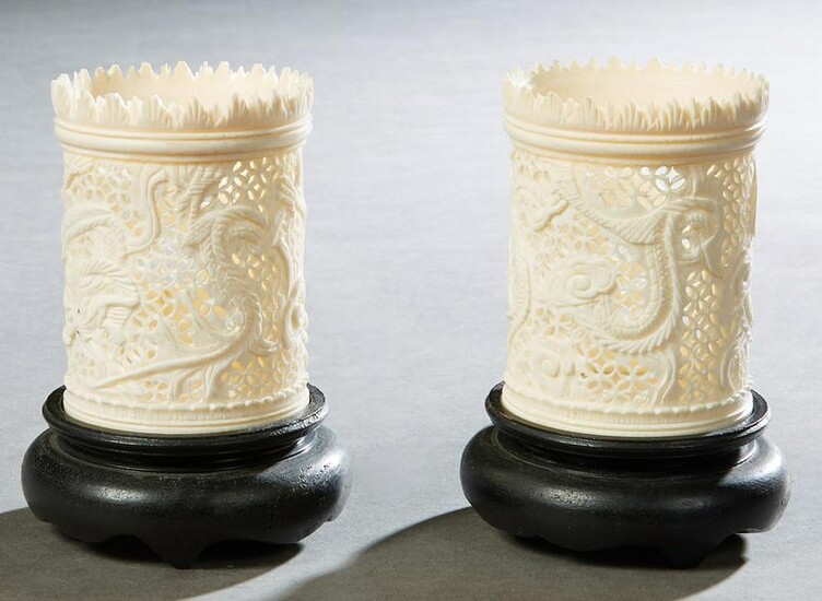Pair of Chinese Carved Toothpick Holders, early