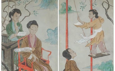 Pair of Chinese Painted Panels