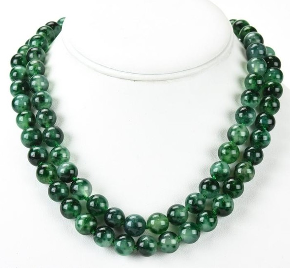 Pair of Hand Knotted Jade Necklace Strands