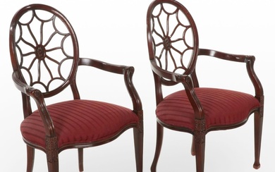 Pair of Hepplewhite Style Mahogany-Stained Armchairs