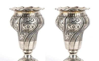 Pair of Italian silver vases - early 20th Century