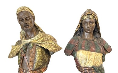 Pair of Late 19th Century Orientalist Terracotta Busts by Friedrich Goldscheider