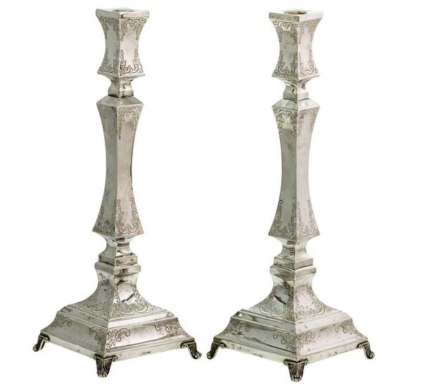 Pair of Sterling Silver Candlesticks.