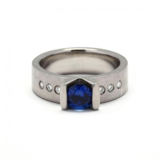 Palladium, Sapphire, and Diamond Ring, Jewelsmith