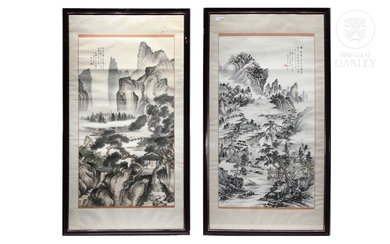 Pareja de grandes pinturas, China, s.XX