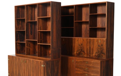 Peter Løvig Nielsen A Brazilian rosewood wall unit comprising sideboard with two...