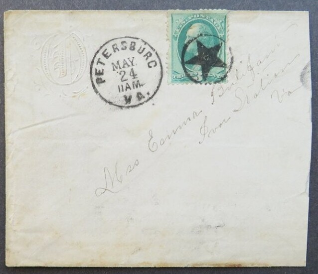 Petersburg, Virginia Cover fancy cancellation 1870s