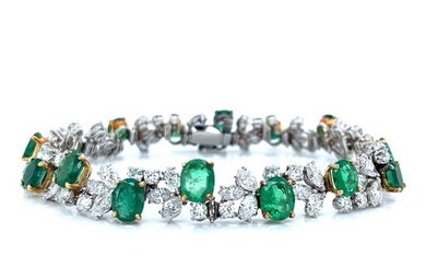 Platinum & 18K Colombian Emerald and Diamond Bracelet