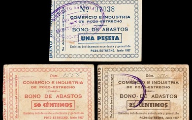 Pozo-Estrecho (Murcia). Comercio e Industria. 25, 50 céntimos y 1...