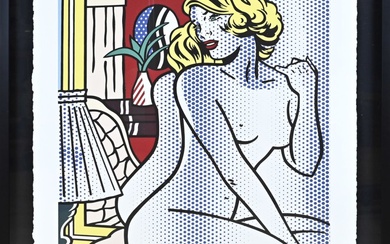 Print after Roy Lichtenstein, Naked woman looks in mirror