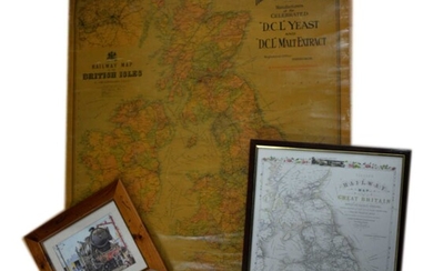 Railway Map of the British Isles by Bartholomew, metal plaque etc.