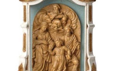 Holy Family Walking, Relief in a Display Case, Augsburg, Second Half of the 17th Century