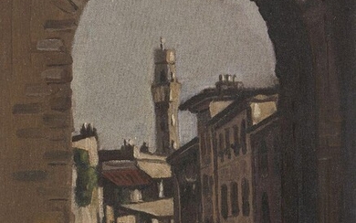 Robert MacBryde, Scottish 1913-1966 - European Street Scene with Stone Archway; oil on canvas, signed lower right 'R McB', 36.9 x 29.6 cm (ARR) Provenance: the Artist's Mother, gifted by the Artist; McTear's, Glasgow, 12th June 2014, lot 1441;...
