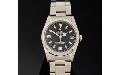 Rolex, Explorer I, Réf. 14270, n° S70xxxx, vers 1993. Une belle montre ronde en acier,...