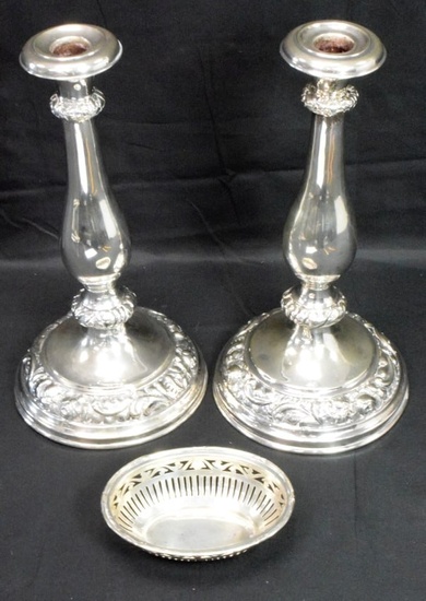 STERLING SILVER ENGLISH CANDLESTICK GROUPING