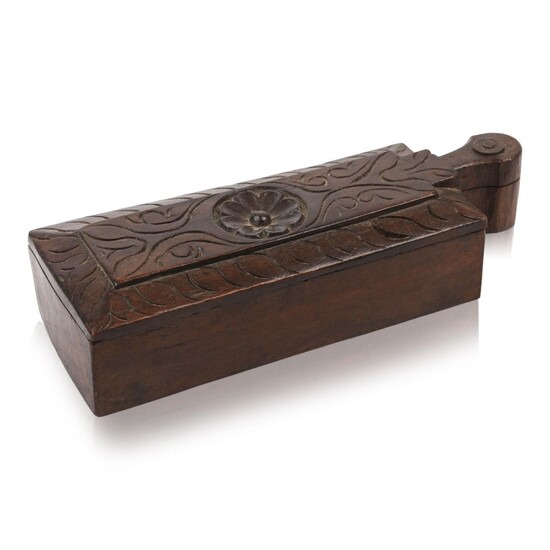 Scandinavian Chip Carved Box With Swing Lid.