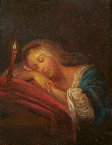 Schlafende bei Kerzenschein