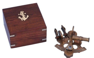 Scout's Antique Brass Sextant with Rosewood Box 4"