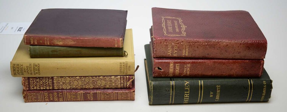 Selection of antique calf bound and others, including Bronte and Austen
