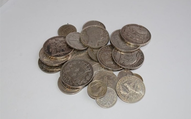 Set of 24 CURRENCY PIECES in French silver...