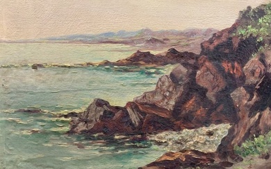 Sgd Vtg Oceanic Landscape Oil Painting