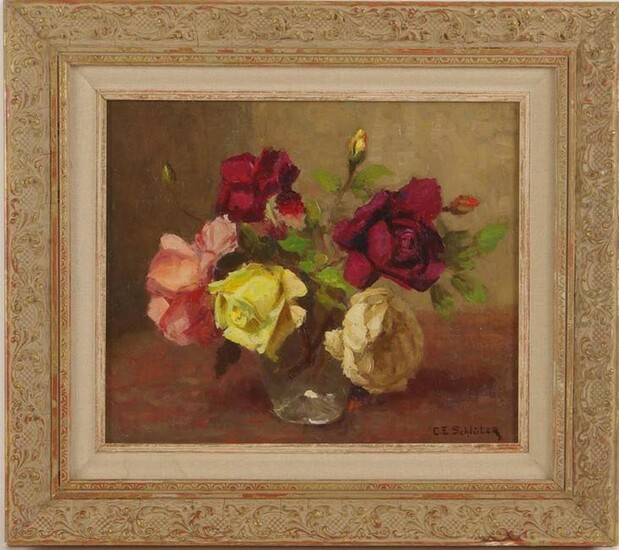 Signed Schluter, Carl Eberhard 1886-1973, Roses in a