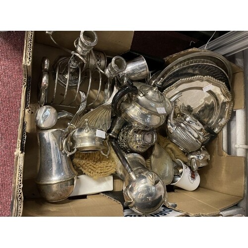 Silver Plated: Items include trays, carving sets, toast rack...