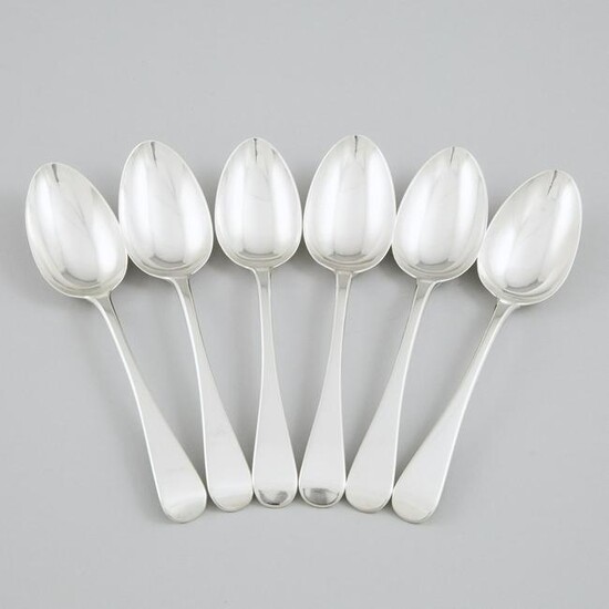 Six George IV Old English Pattern Dessert Spoons