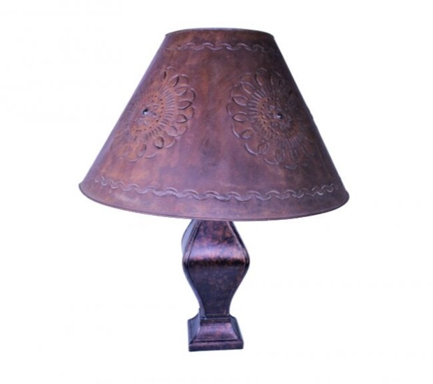 Southwest Style Lamp with Rusted Metal Shade