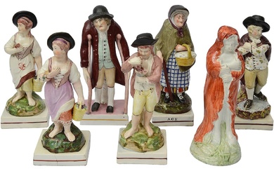 Staffordshire pearlware figures of the Seasons and Old Age
