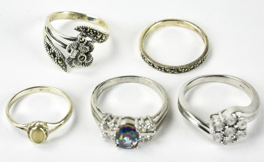 Sterling Silver Rings w Diamond, Amethyst, Coral