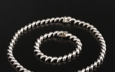 Sterling Silver San Marco Chain and Bracelet Set
