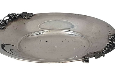 Sterling silver bowl with 2 beautiful grapevine handles. Stands...