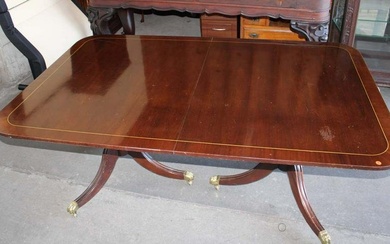 Stickley Colonial Williamsburg banded mahogany dining room table with (2) 20" leaves