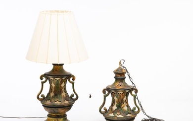 TWO ART POTTERY LAMPS.