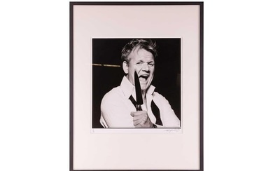 † Terry O'Neill (1938 - 2019), Gordon Ramsay with Knife (2007), signed 'Terry O'Neill' (lower
