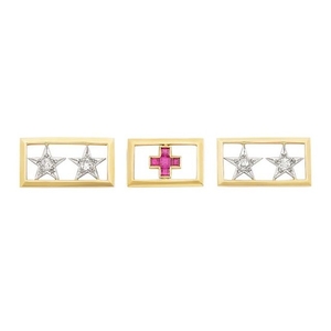 Three Gold, Platinum, Diamond and Ruby WWII Two Star General and Red Cross Scatter Pins