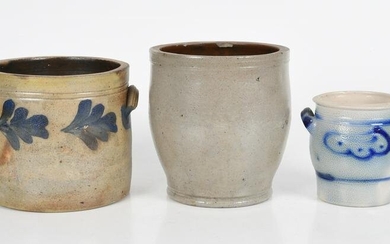 Three Salt Glazed Stoneware Crocks