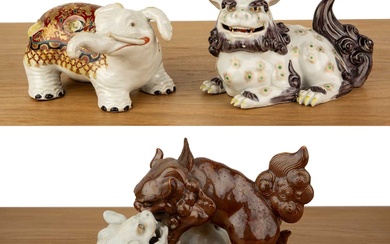 Three porcelain models of animals Japanese, 19th Century to include...