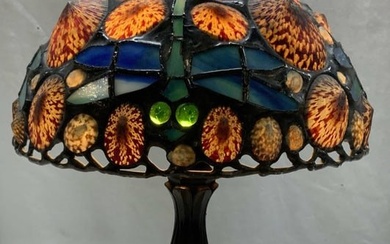 Tiffany Style Hoosin Dragonfly & Shell Lamp