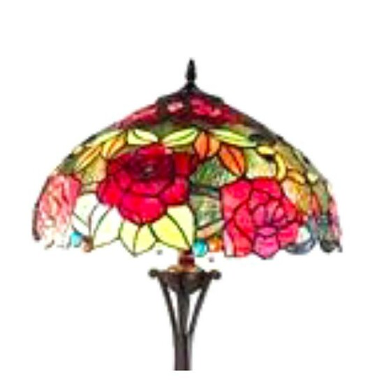 Tiffany Style Roses Stained Glass Floor Lamp