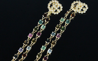 Tourmaline earrings, 925 silver, gold-plated.